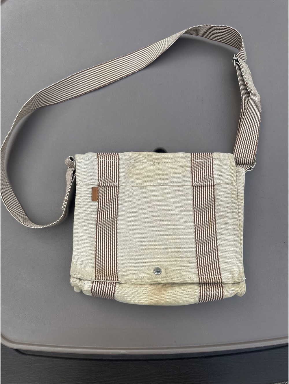 Hermes Paris Toile Canvas MM Flap Messenger Crossbody Bag